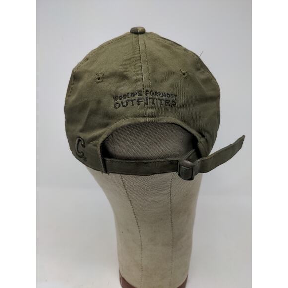 Cabelas Camo Slideback Hat OSFM Thick Embroidered Logo Cap Green Brown - Picture 7 of 11